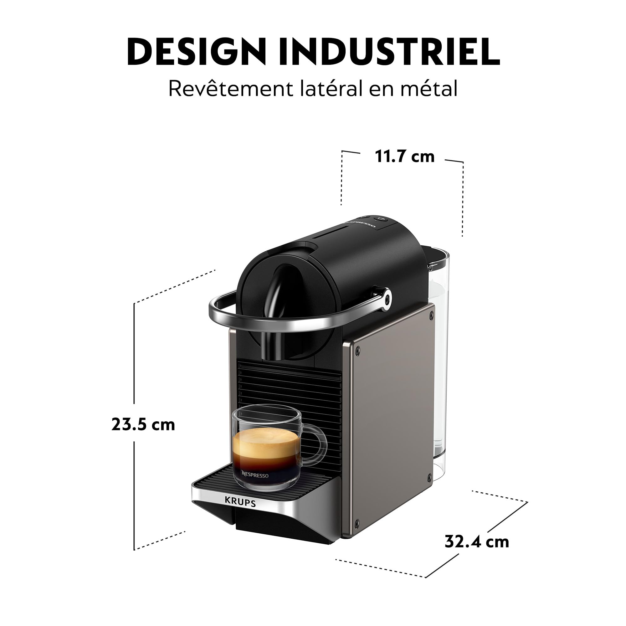 Cafyrex Pixie Titane – Machine à Café à Capsules Design Métal